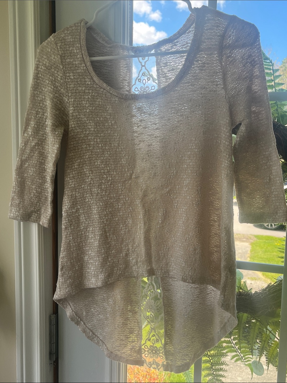 Ardene Sheer Crochet Knit Top - Cream